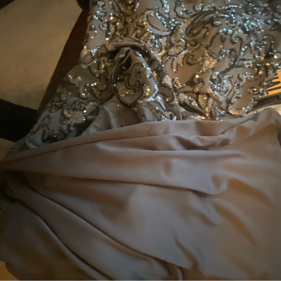 Alex Evenings Womens Gray Sequined Long Party Evening MOB Dress Gown NWT - Picture 3 of 9